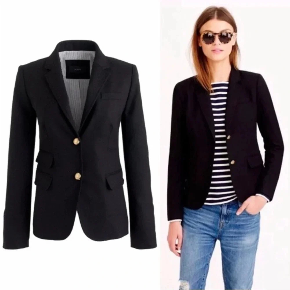 J CREW Original Schoolboy Preppy Dark Academia Wool Black Blazer